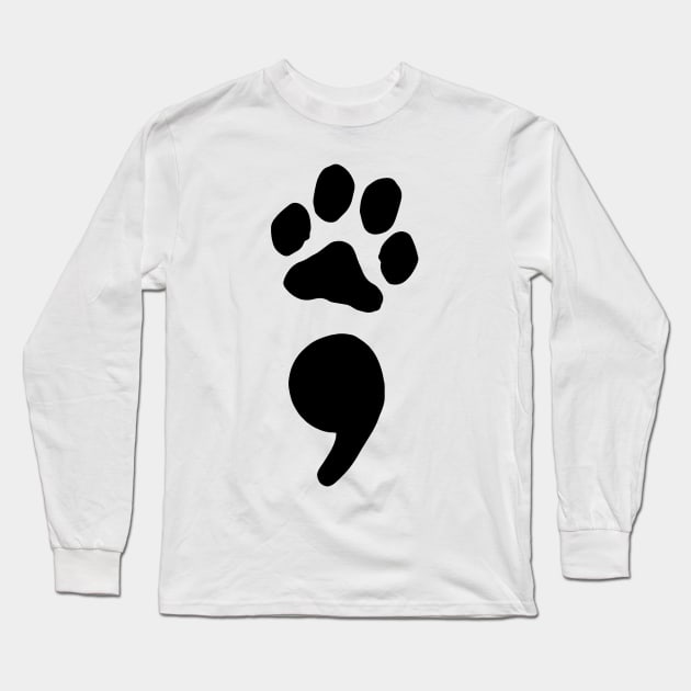 semicolon paw print (black) Long Sleeve T-Shirt by mystudiocreate